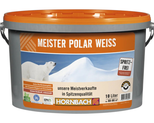 HORNBACH Wandfarbe Meister Polarweiß spritzfrei konservierungsmittelfrei 10 L