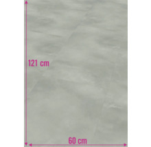 Bodenbelag mit den Maßen 121 cm mal 60 cm.