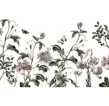 Illustration von Blumen und Schmetterlingen