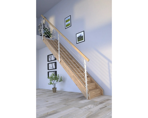 Pertura Wangentreppe Notos Eiche mit Setzstufen Seitenwange unbehandelt Eiche gerade 97 cm 13 Stufen / 14 Steigungen Stabgeländer Pertura Wangentreppe Notos Eiche mit Setzstufen Seitenwange unbehandelt Eiche gerade 97 cm 13 Stufen / 14 Steigungen Stabgeländer