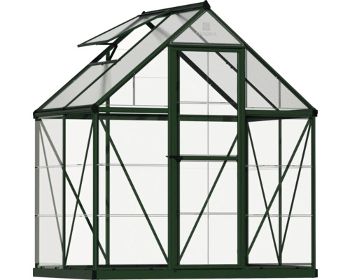 Gewächshaus mit Aluminiumrahmen und Regalen