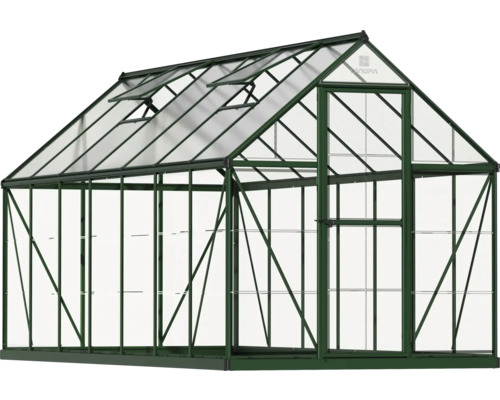 Gewächshaus Hybrid 6x14 Polycarbonatplatten 0,7 mm 426 x 185 cm grün