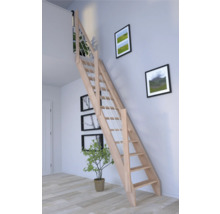 Pertura Wangentreppe Boreas Buche Leimholz ohne Setzstufen Seitenwange unbehandelt Buche gerade 59,5 cm 12 Stufen / 13 Steigungen Stabgeländer