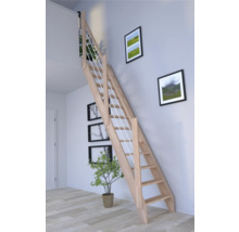 Pertura Wangentreppe Boreas Buche Leimholz ohne Setzstufen Seitenwange unbehandelt Buche gerade 59,5 cm 12 Stufen / 13 Steigungen Stabgeländer