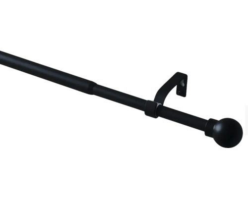 Gardinenstangen Set ausziehbar Kugel schwarz 190-340 cm Ø 16/19 mm Gardinenstange mit Halterung und Endstück