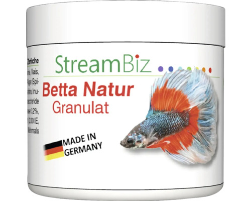 Aquariumfischfutter StreamBiz Betta Natur Granulat 40 g StreamBiz Betta Natur Granulat in einer Dose mit dem Made in Germany Siegel.