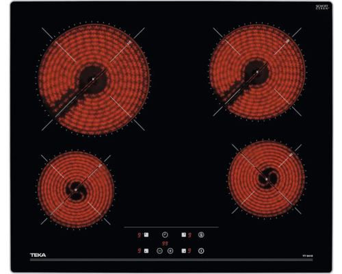 Schwarzer Glaskeramik-Elektroherd mit vier Kochfeldern von Teka