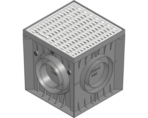 Hauraton Recyfix POINT Hofsinkkasten Kunststoff mit Gitterrost verzinkt 300 mm x 300 mm x 300 mm