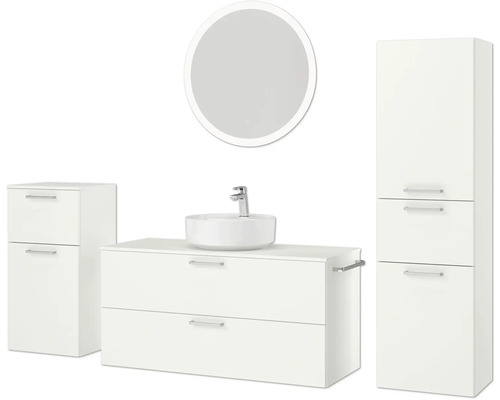 Badezimmergarnitur mit Waschtisch, Spiegel und Hochschrank