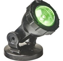 Schwarzer Teichstrahler mit grüner Beleuchtung