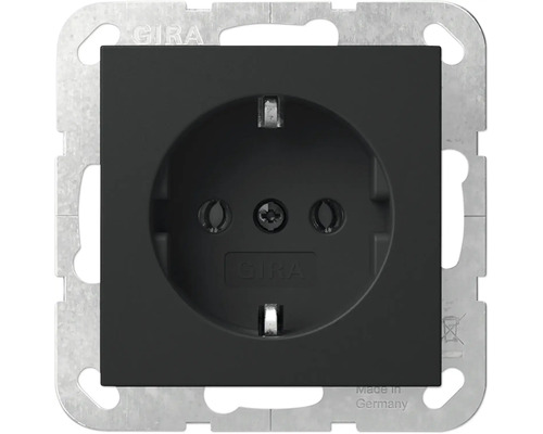 Gira 4188005 Steckdose Gira E2 schwarz/matt Gira Steckdose mit Rahmen