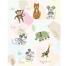 Illustration mit Affe, Leopard, Micky Maus, Elefant und Giraffe