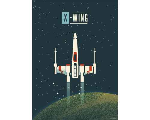 X-Wing Raumschiff Illustration vor einem Sternenhimmel