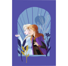 Illustration der Charaktere Elsa und Anna aus dem Film Die Eiskönigin mit einem Vogel