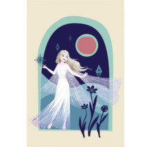 Illustration von Elsa aus Frozen mit Schneeflocke, Blumen und Mond