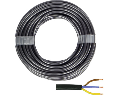 Schlauchleitung H05 VV-F 3G1 mm² 5 m schwarz Schwarze Mantelleitung im Ring, mit abisoliertem Ende