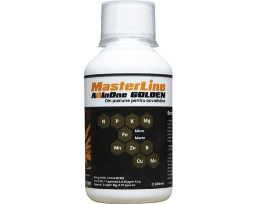 Aquariumpflanzendünger MasterLine All In One Golden 200 ml Mikro- und Makronährstoff Kombidünger