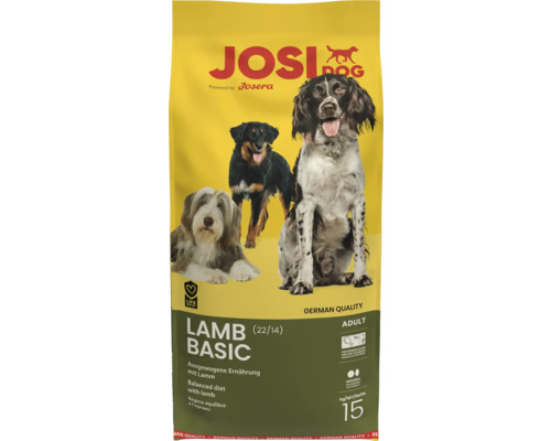 Hundefutter trocken JosiDog Lamb Basic 15 kg ausgewogene Ernährung mit Lamm,