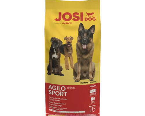 Hundefutter trocken JosiDog Agilo Sport 15 kg hochverdauliches Futter für sortliche Hunde