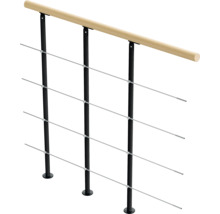 Geländer mit Holzhandlauf und Edelstahlseilen