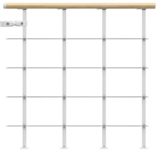 Regalsystem mit Holzstange und Metallstreben
