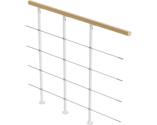 Geländer mit Holzhandlauf und Edelstahlseilen