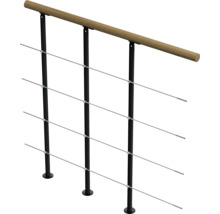 Geländer mit Holzhandlauf und Edelstahlseilen