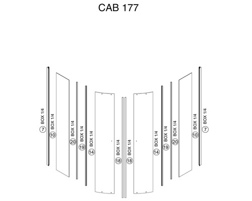 Aurlane Glastürpaket, inkl. Profile für Komplettdusche CAB177N