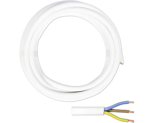 Schlauchleitung H05 VV-F 3G1,5 mm² 5 m weiß Weißes Stromkabel