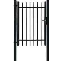 Schwarzes Gartentor aus Metall mit Griff