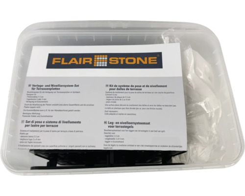 Verlege und Nivelliersystem Set für Terrassenplatten in transparenter Verpackung