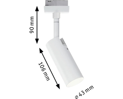 Weiße Stromschienenleuchte mit Abmessungen