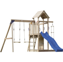 Spielturm aus Holz mit Schaukel und Rutsche für den Garten