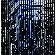 Detailaufnahme einer Computerplatine mit elektronischen Schaltungen
