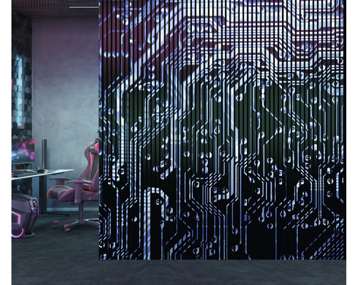 Spielzimmer mit Schiebegardine mit Leiterplattenmuster