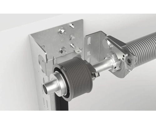 Garagentorfeder mit Befestigungselementen.