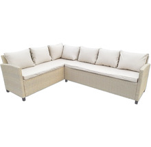 Ecksofa aus Rattan mit Kissen und Polster