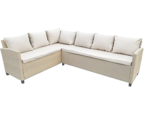 Ecksofa aus Rattan mit Kissen und Polster
