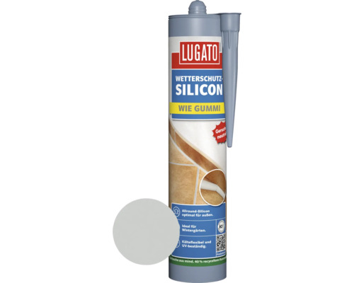 Lugato Wetterschutz-Silikon Wie Gummi aluminium 310 ml