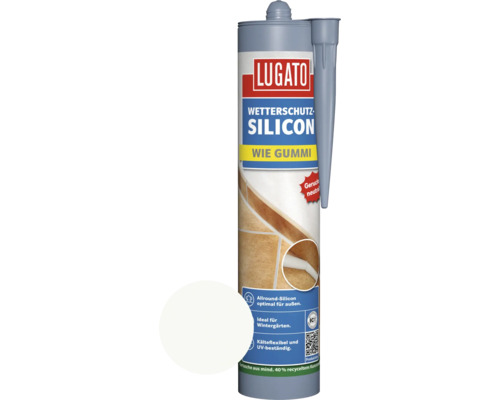 Lugato Wetterschutz-Silikon Wie Gummi weiß 310 ml