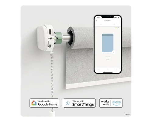 Automatisiertes Rollo mit Kettenzug und Smartphone-Steuerung