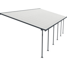 Pergola mit heller Überdachung und dunklem Rahmen