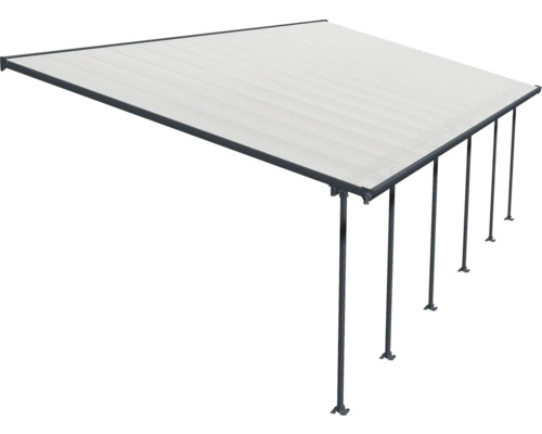 Pergola mit heller Überdachung und dunklem Rahmen