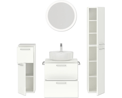 Badezimmer-Set mit Waschtisch, Spiegel und Hochschrank