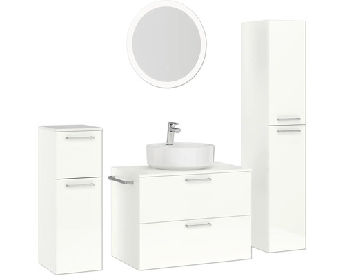 Badezimmer-Set mit Waschbecken, Unterschrank, Spiegelschrank und Spiegel