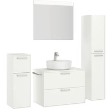 Badezimmer-Set mit Waschtischunterschrank, Aufsatzwaschbecken, Spiegelschrank und Hochschrank