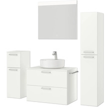 Badezimmer Set mit Waschtisch, Waschbecken, Spiegelschrank und Seitenschrank