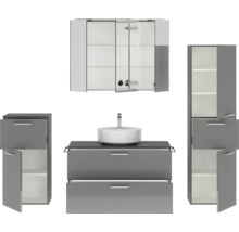 Badezimmer-Set mit Waschtisch, Waschbecken, Spiegelschrank und Hochschrank