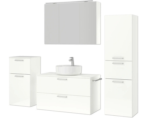 Badezimmer Möbelset mit Waschbecken, Spiegelschrank und Hochschrank