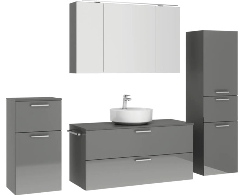 Badezimmer Möbelset mit Waschbecken, Spiegelschrank und Hochschrank
